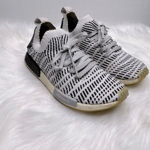 Adidas NMD R1 Primeknit STLT Sneakers Mens 7.5 Gray White Originals